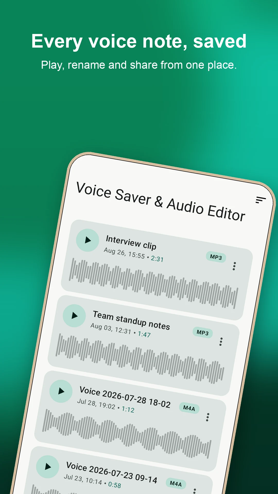 Voice Saver & Audio Editor screenshot
